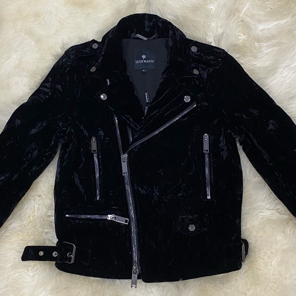 Le Lis Blanc Collection - Black Velvet Biker Jacket - Picture 5 of 6